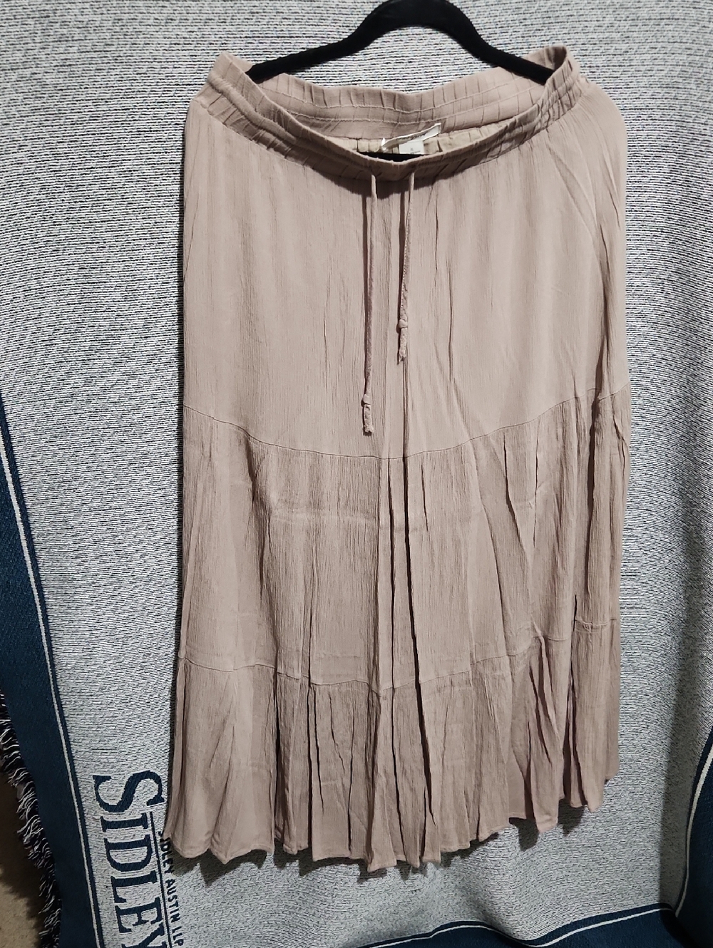 Passport Taupe Tiered Maxi Skirt with Drawstring Waist